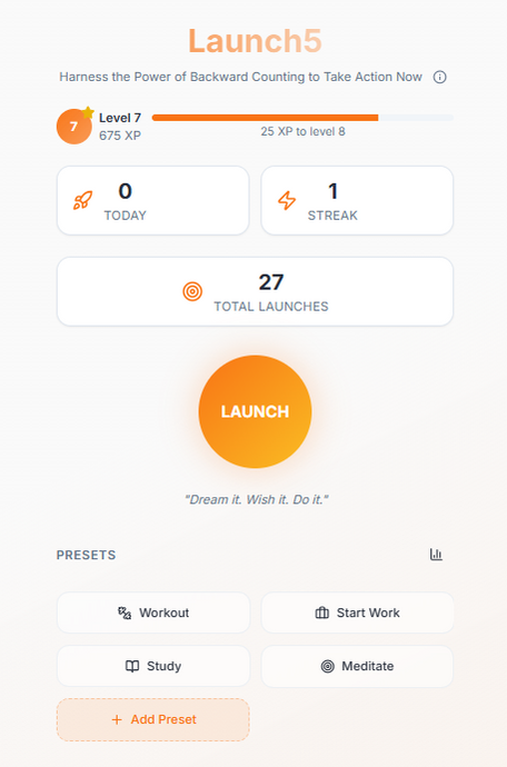 Launch5 — Turn Hesitation into Action in Just 5 Seconds