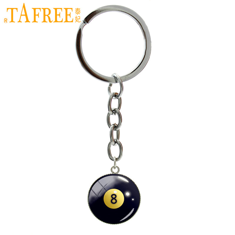 Number 8 Billiard Ball Key Chain